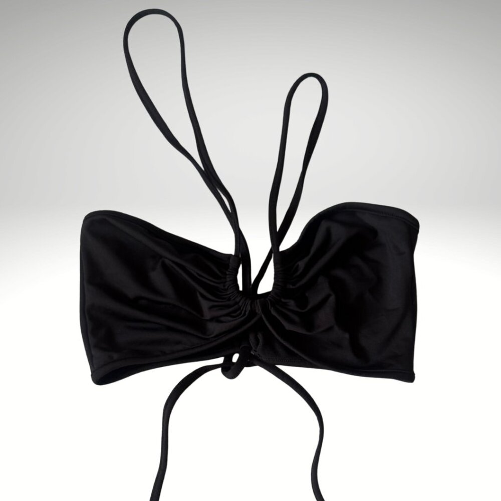 Black Lace-Up Bandeau Tube Top Size Small Adjustable Back